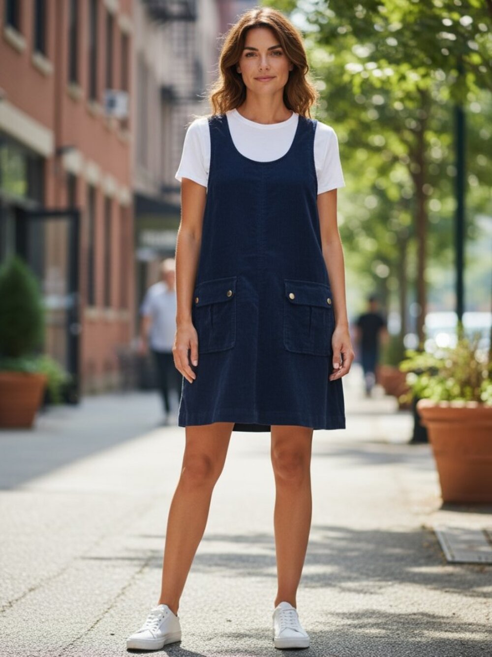Frame Deep Blue Corduroy Sleeveless Overall Dress/Jumper S #233U